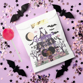 Spooky Girl Paarse afro-puff Verjaardagsfeestje Bedankzakje