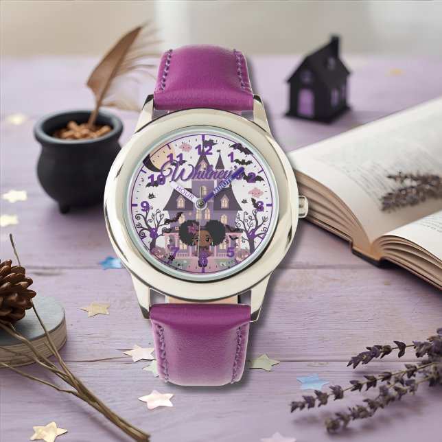 Spooky Girl Purple afro puff Horloge (Spooky Girl Purple afro puff Watch)