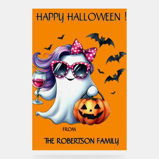 Spooky Girly Ghost Halloween Acryl Bord (Voorkant)