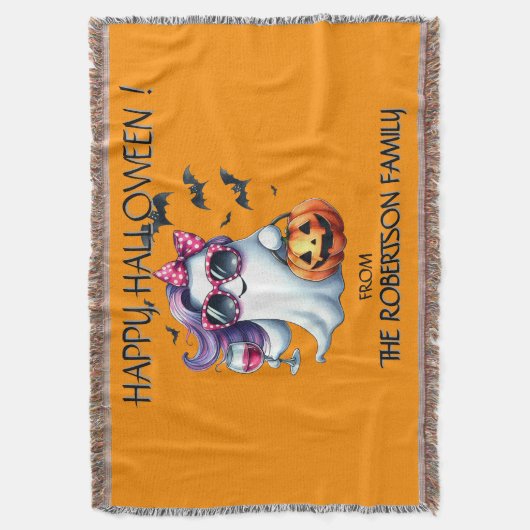 Spooky Girly Ghost Halloween  Deken (Voorkant Verticaal)