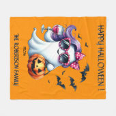 Spooky Girly Ghost Halloween  Fleece Deken (Voorkant (Horizontaal))