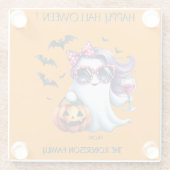 Spooky Girly Ghost Halloween Glazen Onderzetter (Achterkant)