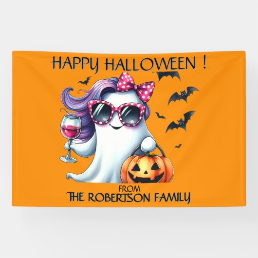 Spooky Girly Ghost Halloween Spandoek (Horizontaal)