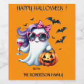 Spooky Girly Ghost Halloween  Wijn Etiket (Enkel label)