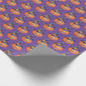 Spooky glimlachend Halloween pomkin Cadeaupapier (Hoek)