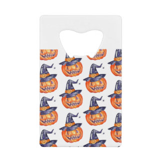 Spooky glimlachend Halloween pomkin Creditkaart Flessenopener