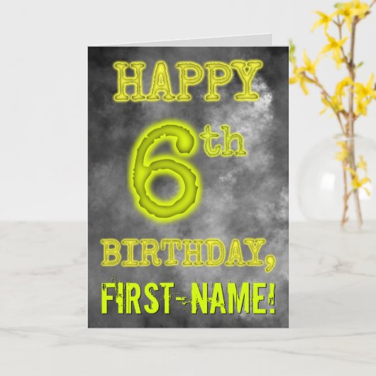 Spooky gloeiende aura look "HAPPY 6th BIRTHDAY" Kaart (Gele Bloem)
