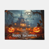 Spooky gloeiende Halloween pompoenen Deurmat (Voorkant)