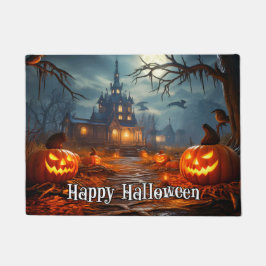 Spooky gloeiende Halloween pompoenen Deurmat