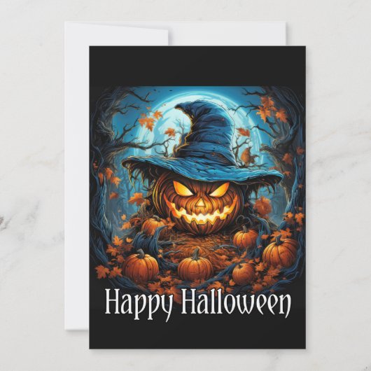 Spooky gloeiende pompoen Halloween Party uitnodigi Kaart (Achterkant)