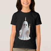 Spooky Glow: The Haunted Candle Ghost Tri-Blend Shirt (Voorkant)