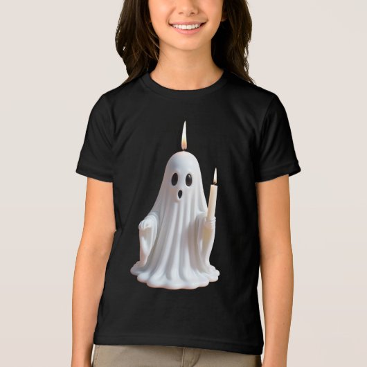 Spooky Glow: The Haunted Candle Ghost Tri-Blend Shirt (Voorkant)