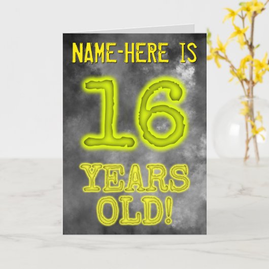 Spooky Glowing Aura Kijk "16 JAAR OUD!" + Naam Kaart (Gele Bloem)