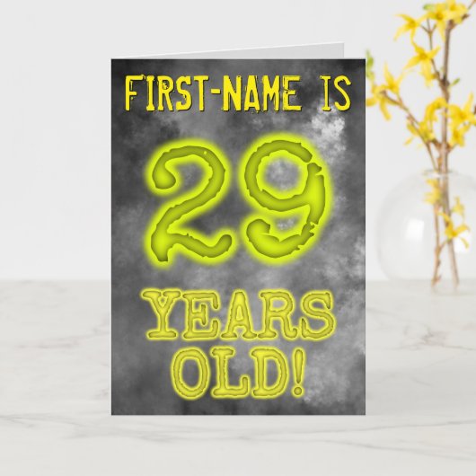 Spooky Glowing Aura Kijk "29 JAAR OUD!" + Naam Kaart (Gele Bloem)