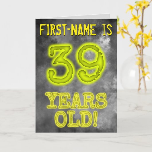 Spooky Glowing Aura Kijk "39 JAAR OUD!" + Naam Kaart (Gele Bloem)