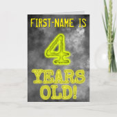 Spooky Glowing Aura Kijk "4 JAAR OUD!" + Naam Kaart (Voorkant)