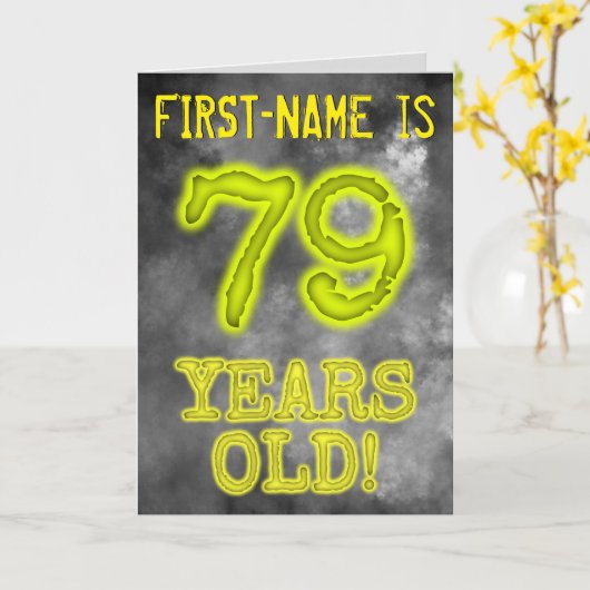 Spooky Glowing Aura Kijk "79 JAAR OUD!" + Naam Kaart (Gele Bloem)