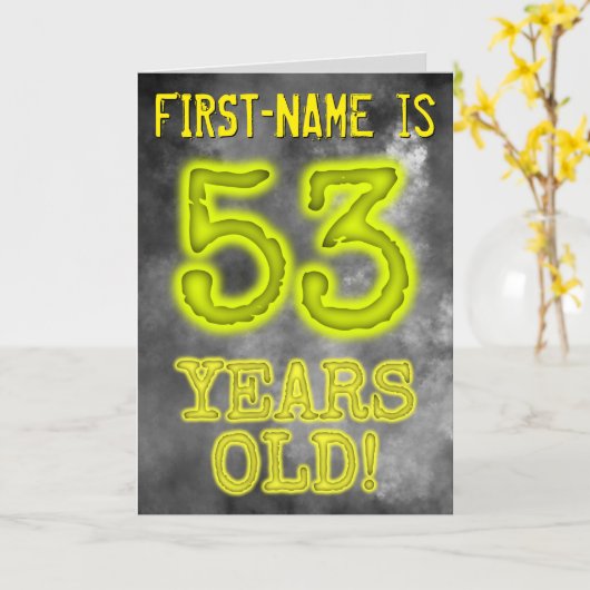 Spooky Glowing Aura Look "53 JAAR OUD!" + Naam Kaart (Gele Bloem)