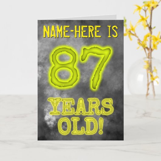 Spooky Glowing Aura Look "87 JAAR OUD!" + Naam Kaart (Gele Bloem)