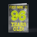 Spooky Glowing Aura Look "96 JAAR OUD!"   Naam Kaart<br><div class="desc">De voorkant van dit spookachtige, gepersonaliseerde verjaardagskaartontwerp bevat de boodschap "96 JAAR OUD!" met personages en cijfers met een griezelige gloeiende aura-geïnspireerde look, op een mysterieus grijs wolkenachtig mist-geïnspireerd achtergrondpatroon. De voorkant heeft ook een gepersonaliseerde ontvangernaam. De binnenkant bevat een verjaardagsgroetbericht dat kan worden aangepast. Een verjaardagsfeestje op maat zoals...</div>
