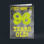 Spooky Glowing Aura Look "96 JAAR OUD!"   Naam Kaart<br><div class="desc">De voorkant van dit spookachtige, gepersonaliseerde verjaardagskaartontwerp bevat de boodschap "96 JAAR OUD!" met personages en cijfers met een griezelige gloeiende aura-geïnspireerde look, op een mysterieus grijs wolkenachtig mist-geïnspireerd achtergrondpatroon. De voorkant heeft ook een gepersonaliseerde ontvangernaam. De binnenkant bevat een verjaardagsgroetbericht dat kan worden aangepast. Een verjaardagsfeestje op maat zoals...</div>