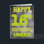 Spooky Glowing Aura Look "HAPPY 16th BIRTHDAY" Kaart<br><div class="desc">De voorkant van dit spookachtige, aanpasbare wenskaart met verjaardagsthema bevat de boodschap "HAPPY 16th BIRTHDAY" met personages met een mysterieus gloeiend aura uiterlijk, op een griezelig grijs, bewolkt, nevelgeïnspireerd achtergrondpatroon. De voorkant bevat ook een bewerkbare naam van de ontvanger. De binnenkant bevat een verjaardagsgroetbericht dat kan worden aangepast. Een aangepast...</div>