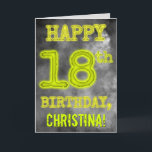 Spooky Glowing Aura Look "HAPPY 18th BIRTHDAY" Kaart<br><div class="desc">De voorkant van dit mysterieus uitziende, aanpasbare wenskaart met verjaardagsthema bevat de boodschap "HAPPY 18th BIRTHDAY" met personages met een griezelige gloeiende aura-look, op een griezelig grijs, bewolkt en nevelgeïnspireerd achtergrondpatroon. De voorkant bevat ook een bewerkbare naam van de ontvanger. De binnenkant bevat een verjaardagsgroetbericht dat kan worden gepersonaliseerd. Een...</div>
