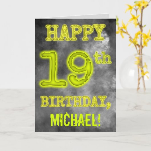 Spooky Glowing Aura Look "HAPPY 19th BIRTHDAY" Kaart (Gele Bloem)