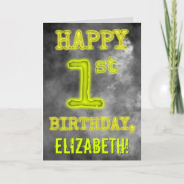 Spooky Glowing Aura Look "HAPPY 1st BIRTHDAY" Kaart