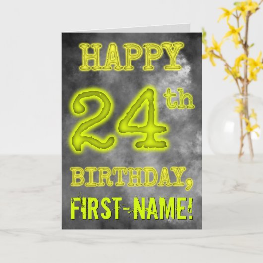 Spooky Glowing Aura Look "HAPPY 24th BIRTHDAY" Kaart (Gele Bloem)