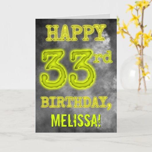 Spooky Glowing Aura Look "HAPPY 33rd BIRTHDAY" Kaart (Gele Bloem)