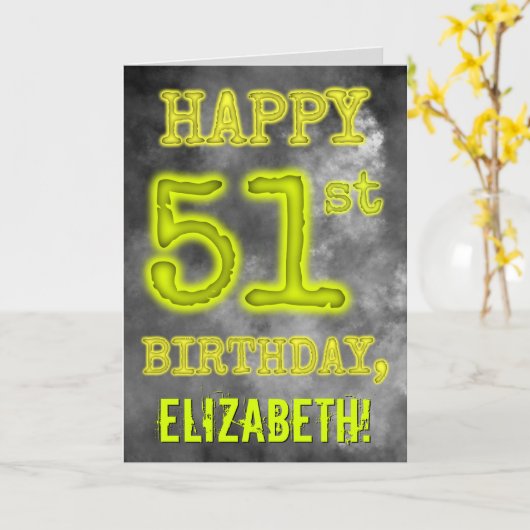 Spooky Glowing Aura Look "HAPPY 51st BIRTHDAY" Kaart (Gele Bloem)