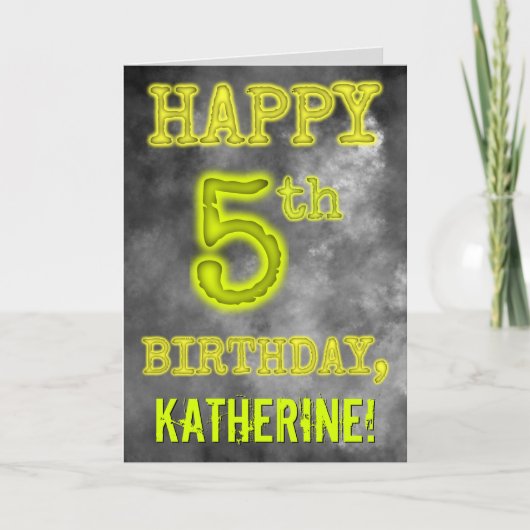 Spooky Glowing Aura Look "HAPPY 5th BIRTHDAY" Kaart (Voorkant)