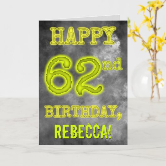 Spooky Glowing Aura Look "HAPPY 62nd BIRTHDAY" Kaart (Gele Bloem)