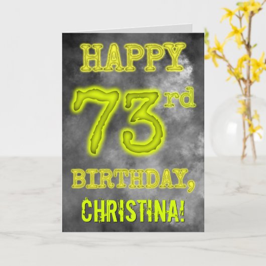 Spooky Glowing Aura Look "HAPPY 73rd BIRTHDAY" Kaart (Gele Bloem)