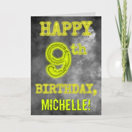 Spooky Glowing Aura Look "HAPPY 9th BIRTHDAY" Kaart (Voorkant)
