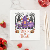 Spooky Gnomes Black Gothic Witch Gnome Halloween Servet (Insitu)
