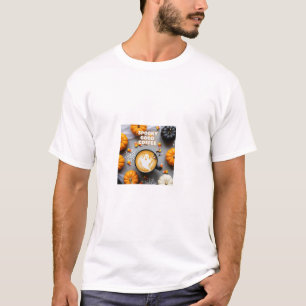Spooky Goede Koffie Geest Latte Art Halloween Flat T-shirt