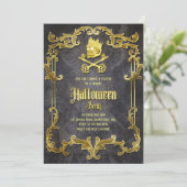 Spooky Gold  Halloween Party Gothic Skull Kaart (Staand voorkant)