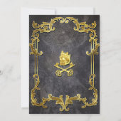 Spooky Gold  Halloween Party Gothic Skull Kaart (Achterkant)