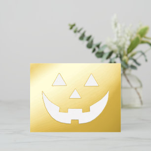 Spooky gold Jack o’ Lantern pomkin face Halloween Folie Feestdagen Briefkaart