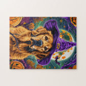 Spooky Golden Retriever Halloween Witch Pumpkin Legpuzzel (Horizontaal)