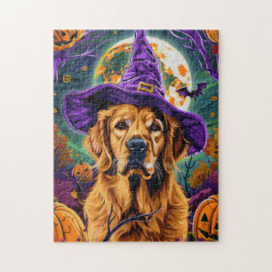 Spooky Golden Retriever Halloween Witch Pumpkin Legpuzzel