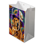 Spooky Golden Retriever Halloween Witch Pumpkin Medium Cadeauzakje (Voorkant Gekanteld)