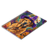 Spooky Golden Retriever Halloween Witch Pumpkin Notitieboek (Linkerzijde)