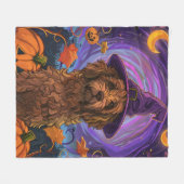 Spooky Goldendoodle Hond Halloween Heksenpompoen Fleece Deken (Voorkant (Horizontaal))