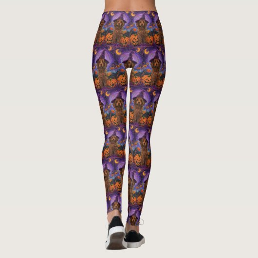 Spooky Goldendoodle Hond Halloween Heksenpompoen Leggings (Achterkant)