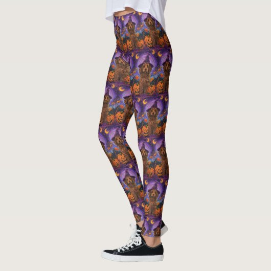 Spooky Goldendoodle Hond Halloween Heksenpompoen Leggings (Links)
