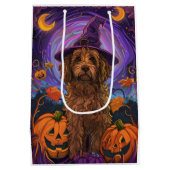 Spooky Goldendoodle Hond Halloween Heksenpompoen Medium Cadeauzakje (Achterkant)