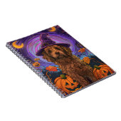 Spooky Goldendoodle Hond Halloween Heksenpompoen Notitieboek (Rechterzijde)